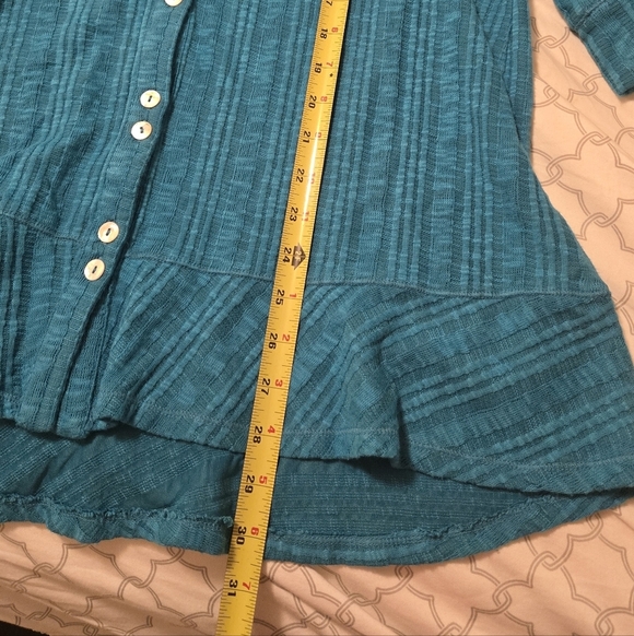 Soft Surroundings Teal Button-Down Shirt - Picture 4 of 4